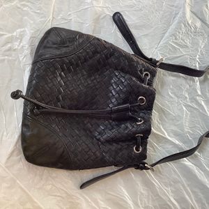 Black Intrecatto Weave in Butter soft leather